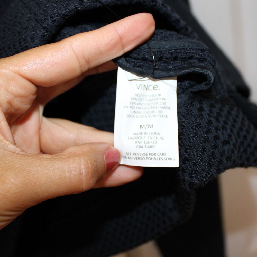 VINCE Tweed Frayed Edge Scuba Jacket Asymmetrical Zip | Medium - Picture 12 of 13
